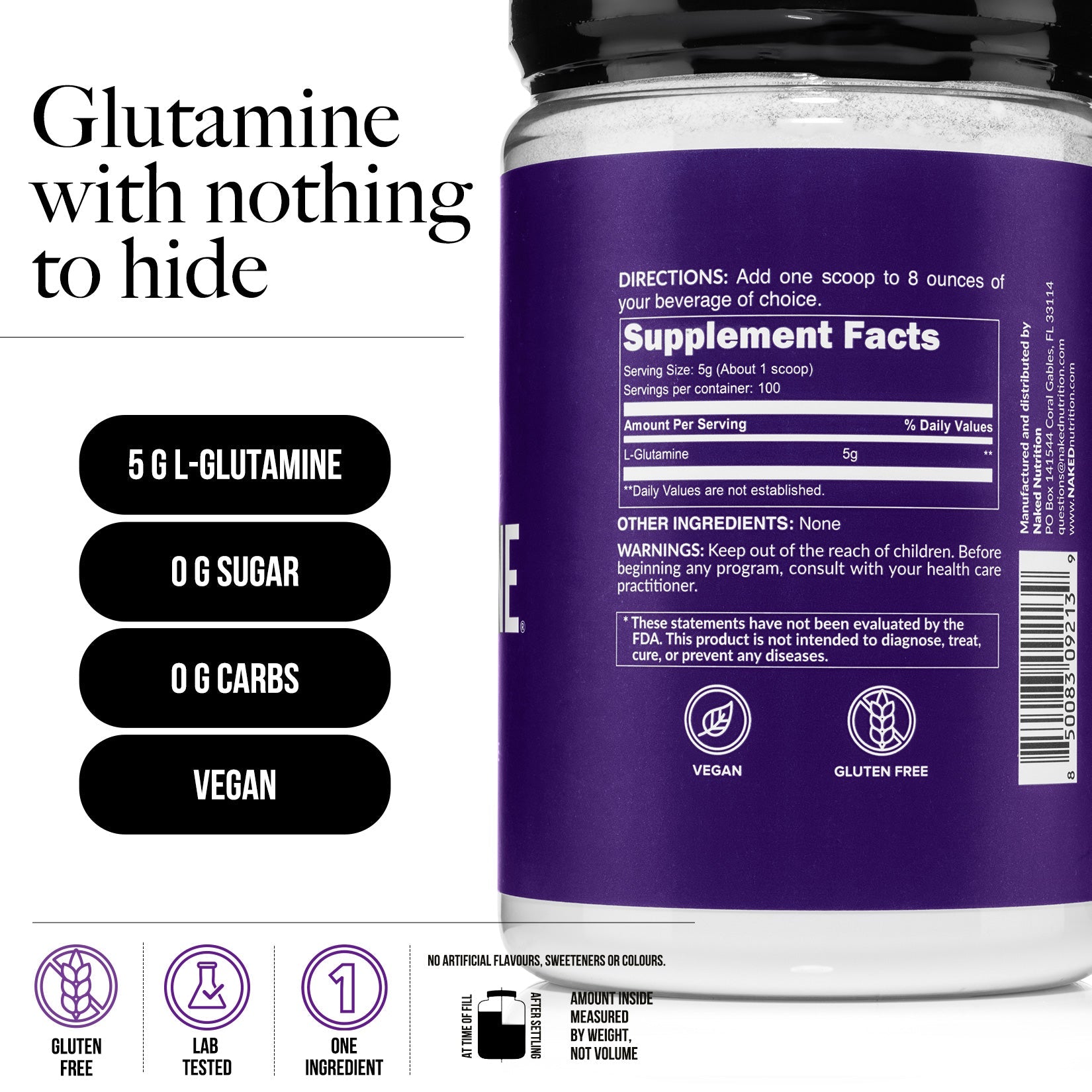 Glutamine Powder - 1.1LB - Everyday Wellness Drink Mix