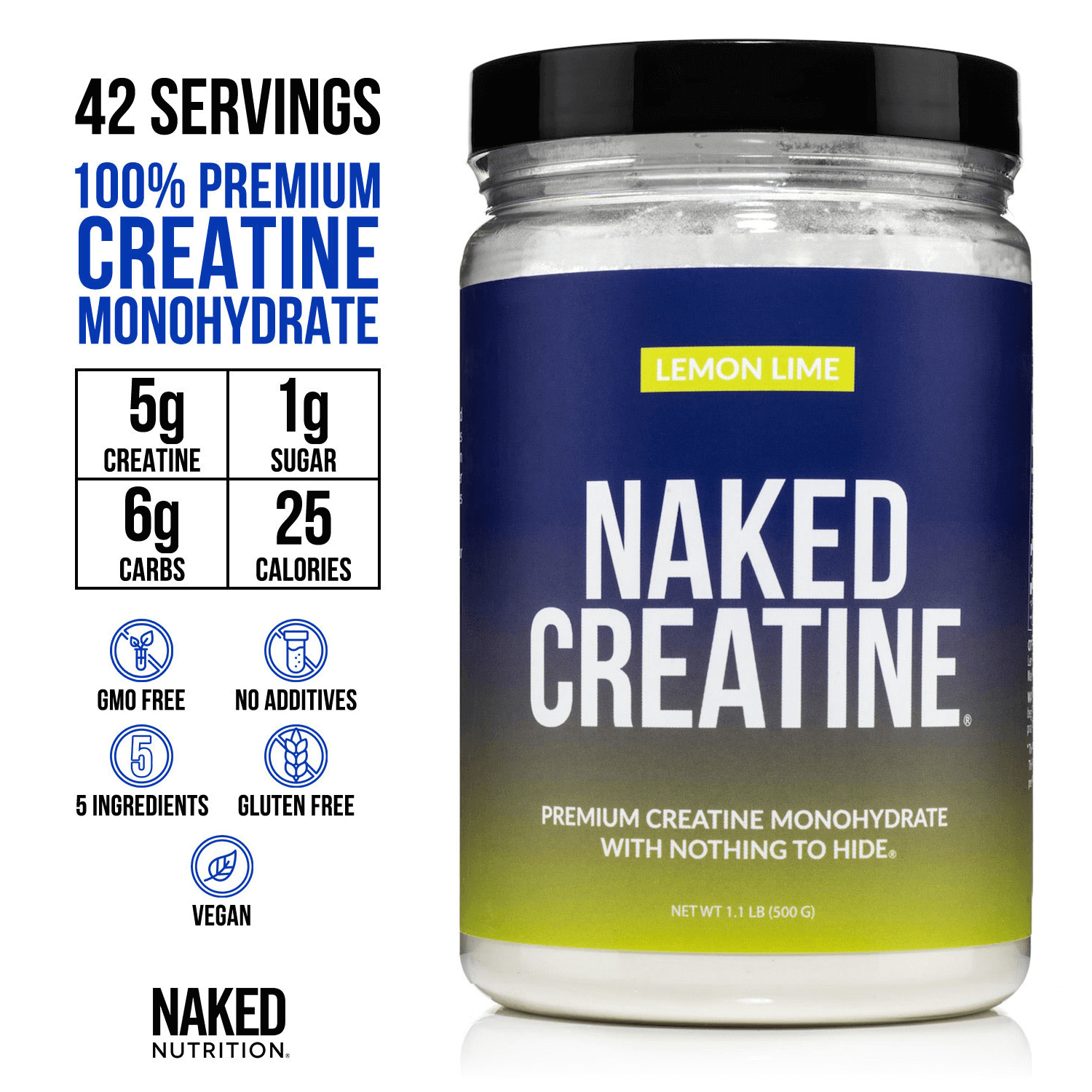 Lemon Lime Creatine Monohydrate Powder - Lemon Lime - Workout Strength Support Formula