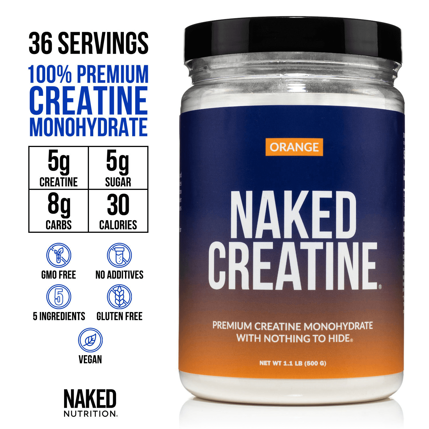 Orange Creatine Monohydrate Powder - Orange - Workout Strength Support Formula