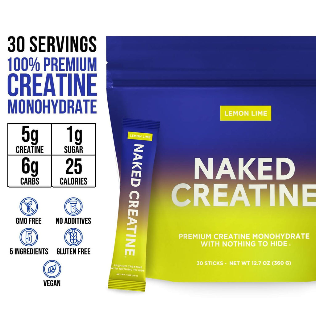 Lemon Lime Creatine Travel Packs - Lemon Lime Sticks - Workout Strength Support Formula