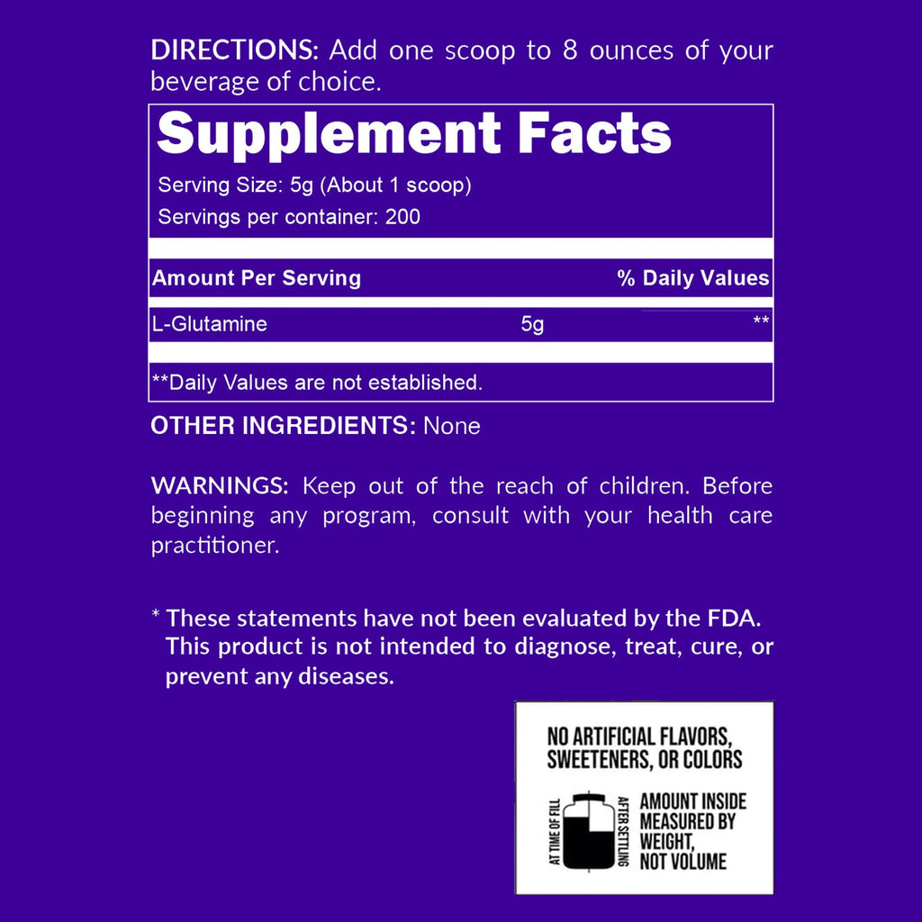 Glutamine Powder - 2.2LB - Everyday Wellness Drink Mix