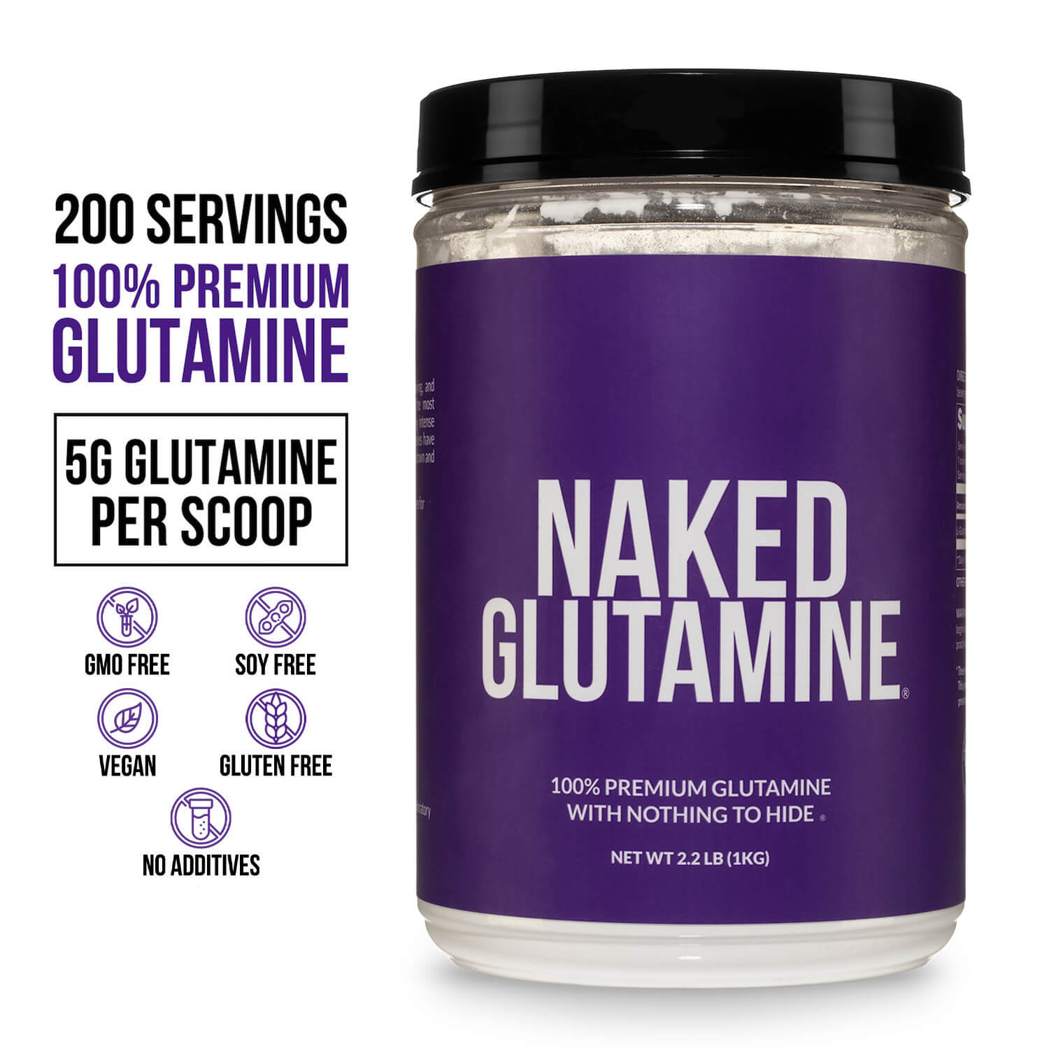 Glutamine Powder - 2.2LB - Everyday Wellness Drink Mix