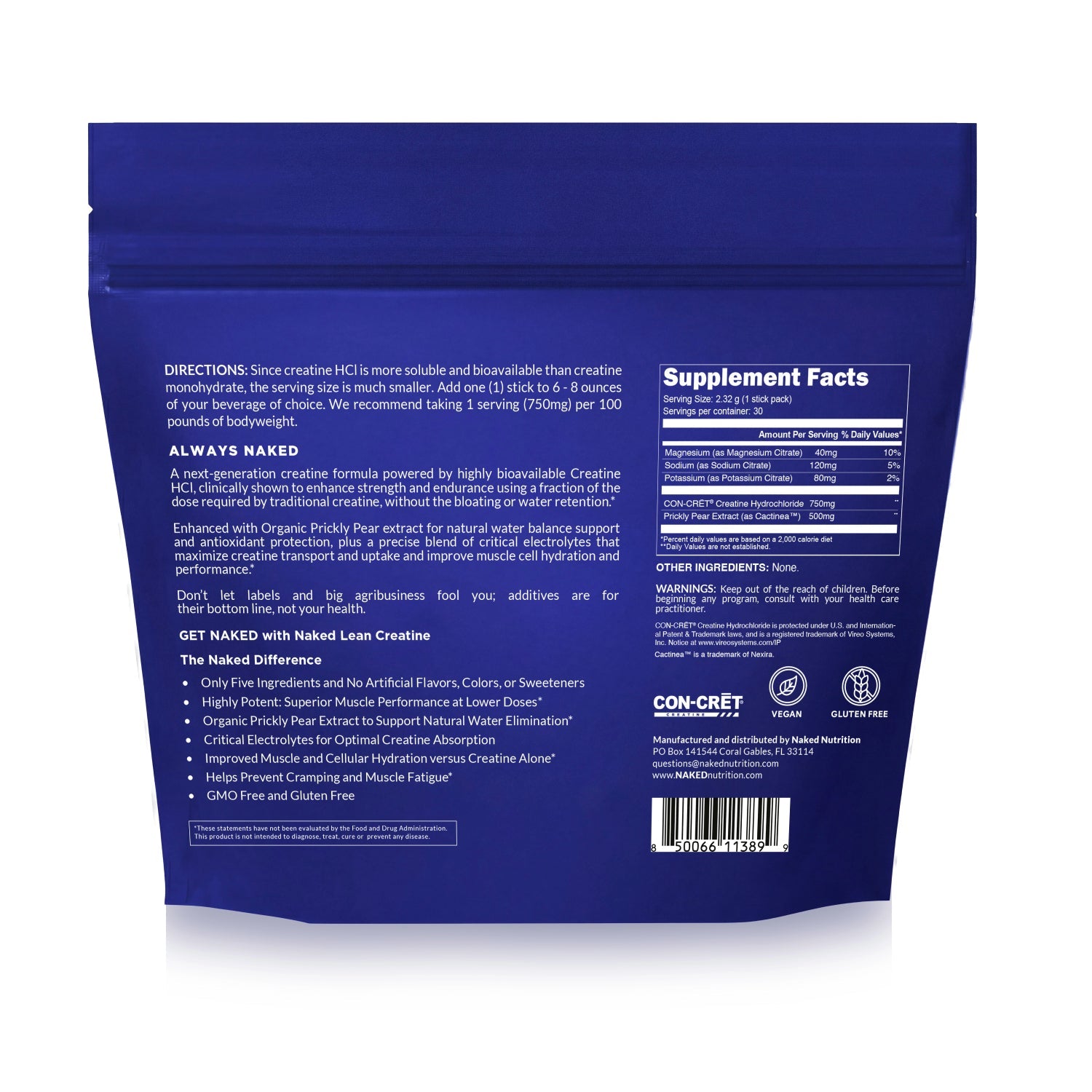 Creatine HCl Travel Packets - Stick Packs - Workout Strength Support Formula