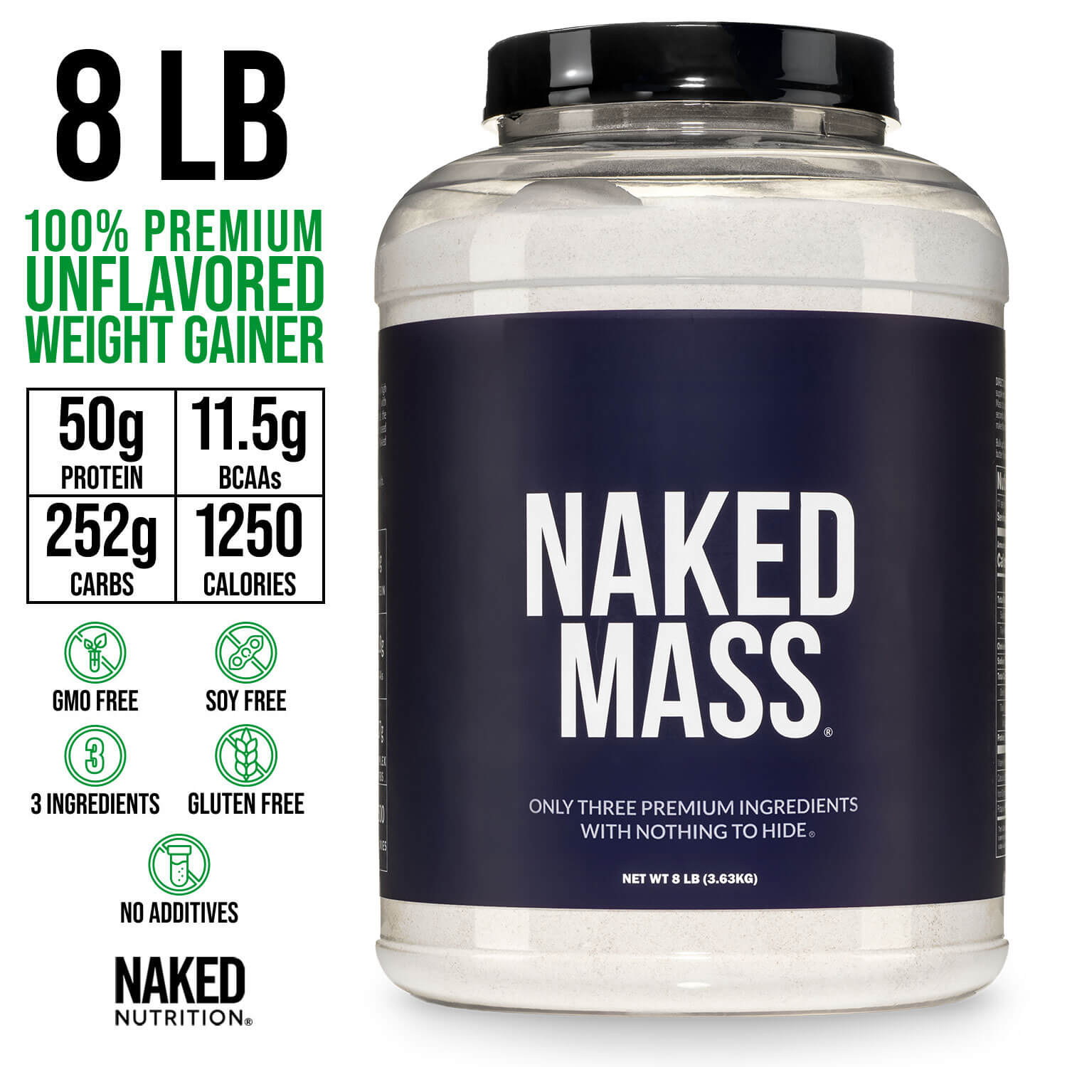 Mass Gainer Protein Supplement - Unflavored - Serious Muscle Building Nutrition
