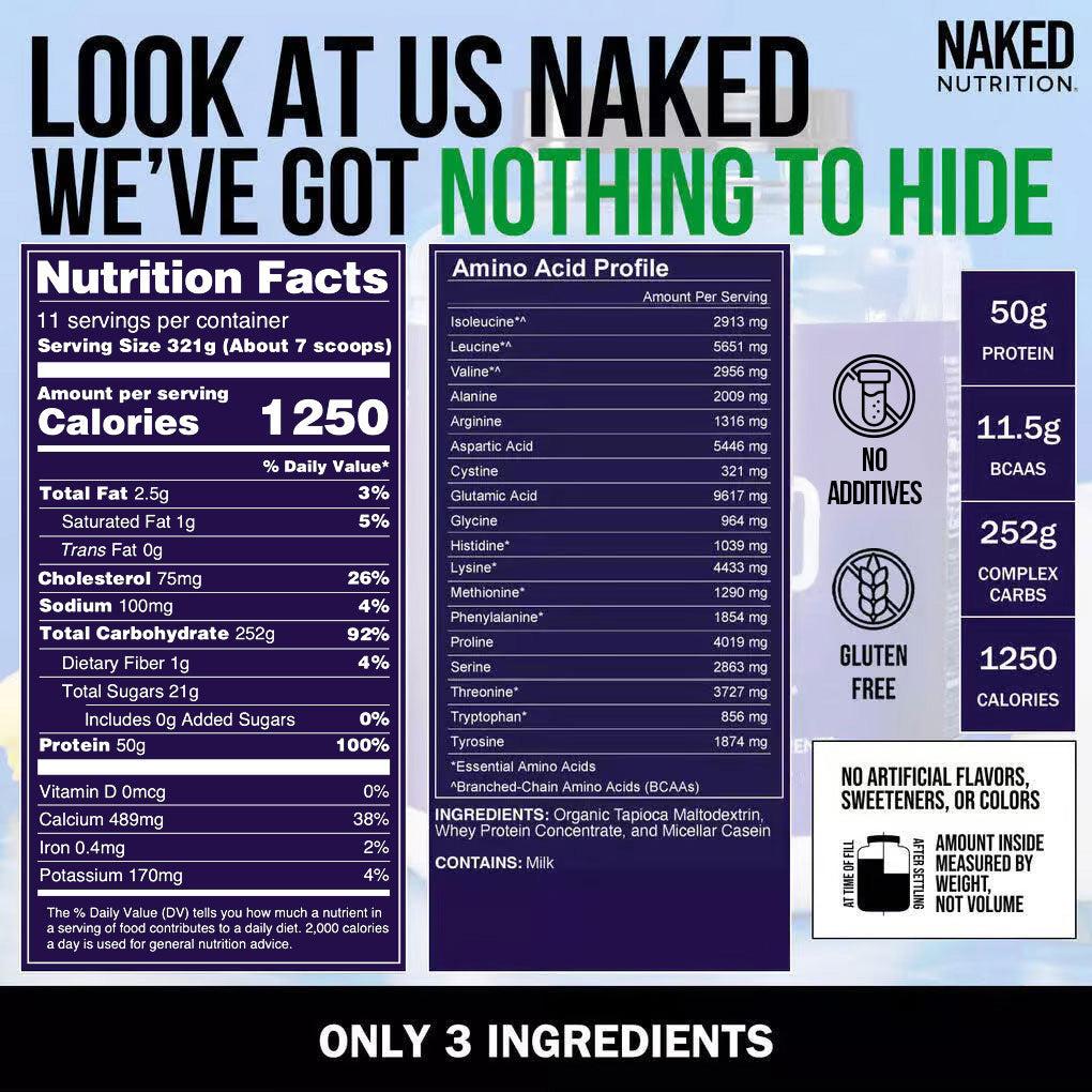 Mass Gainer Protein Supplement - Unflavored - Serious Muscle Building Nutrition