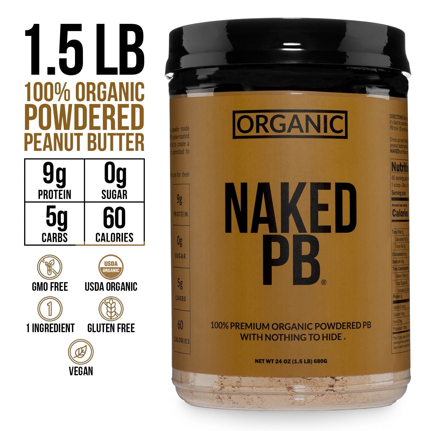 Organic Powdered Peanut Butter - Organic - Everyday Wellness Drink Mix