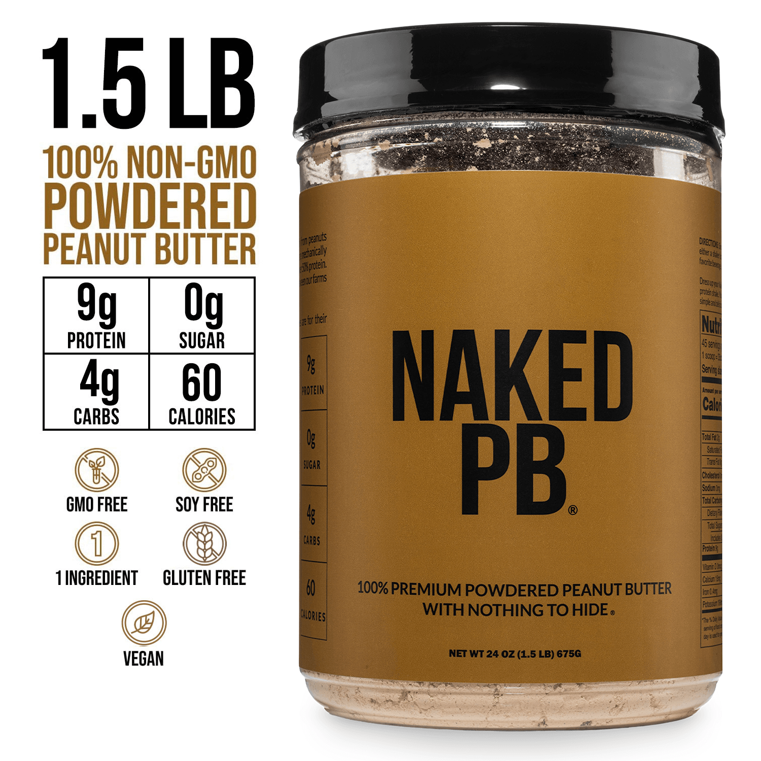 Powdered Peanut Butter - PB - 1.5 LB - Everyday Wellness Drink Mix