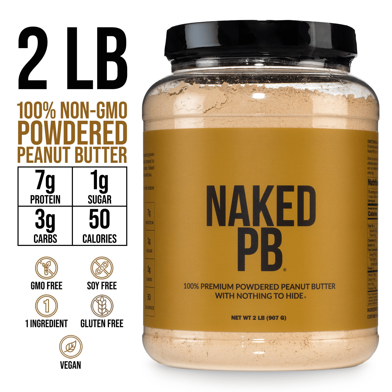 Powdered Peanut Butter - PB - 2 LB - Everyday Wellness Drink Mix