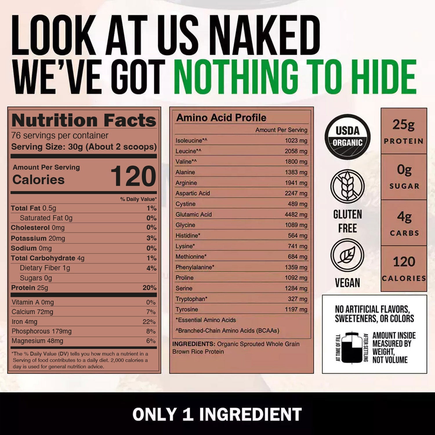 Organic Brown Rice Protein Powder - 5LB Unflavored - Simple Dairy Free Protein Powder