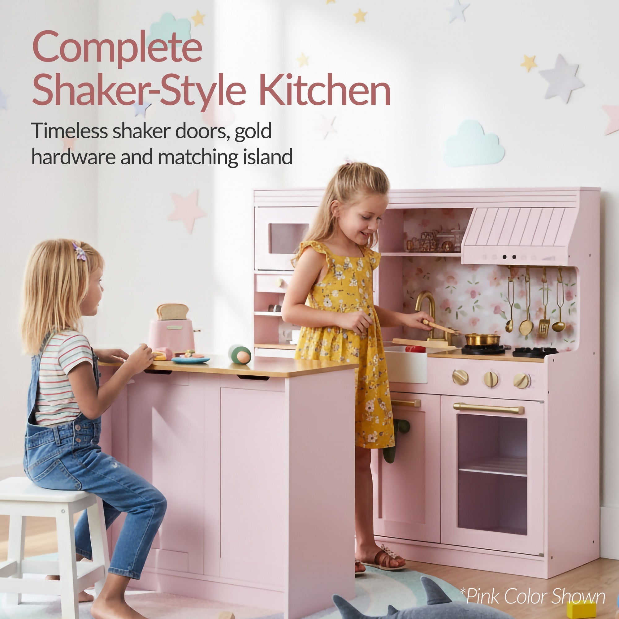 Pretend Kitchen Toy Set for Kids with Lights Sounds Island Espresso Machine for active play and family fun