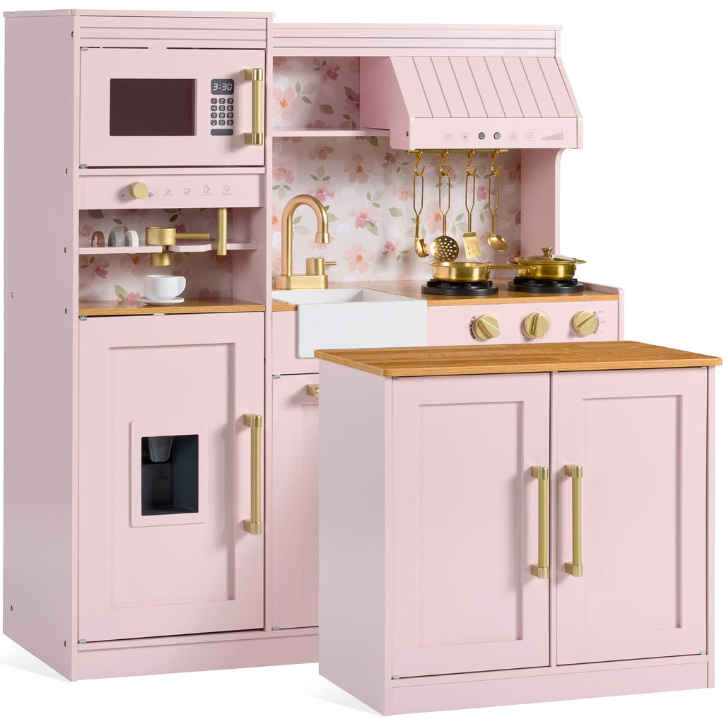 Pretend Kitchen Toy Set for Kids with Lights Sounds Island Espresso Machine for active play and family fun