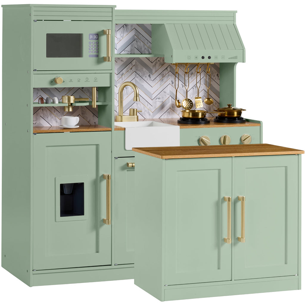 Pretend Kitchen Toy Set for Kids with Lights Sounds Island Espresso Machine for active play and family fun
