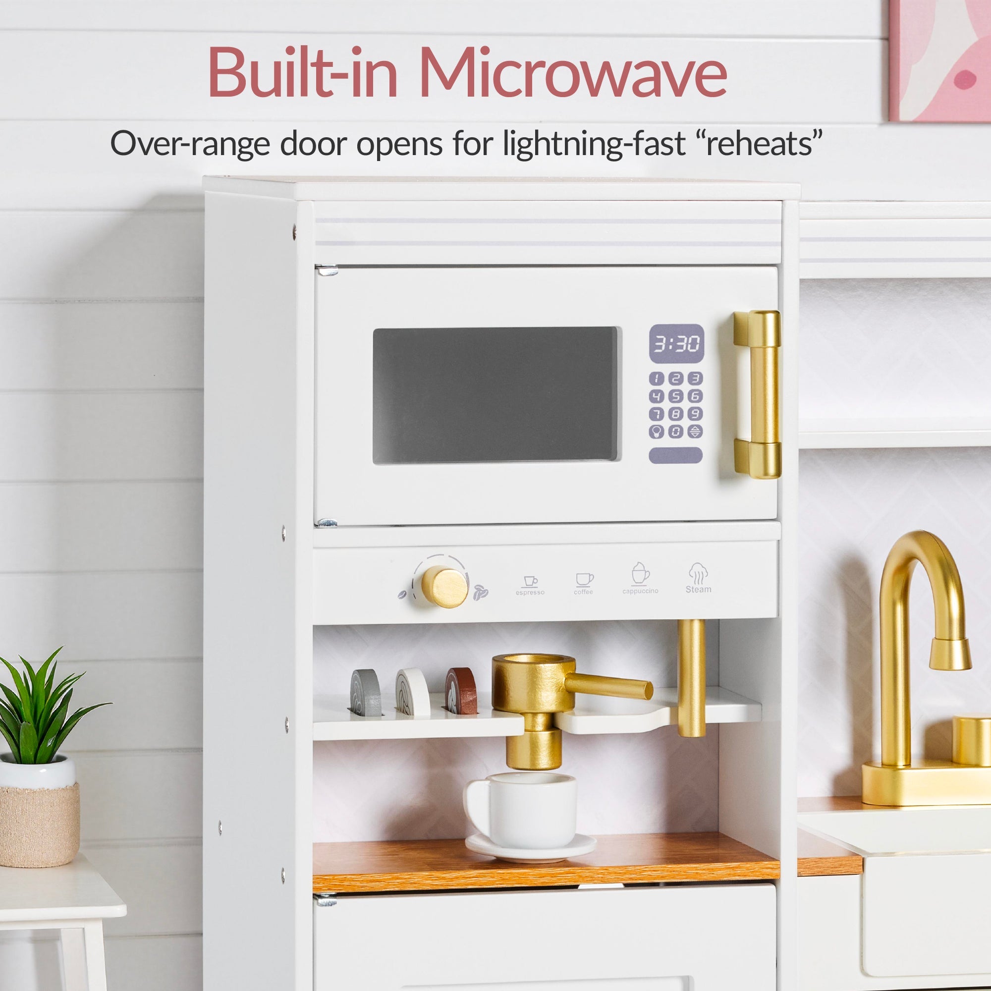 Pretend Play Kitchen with Espresso Machine for home, family, and everyday needs