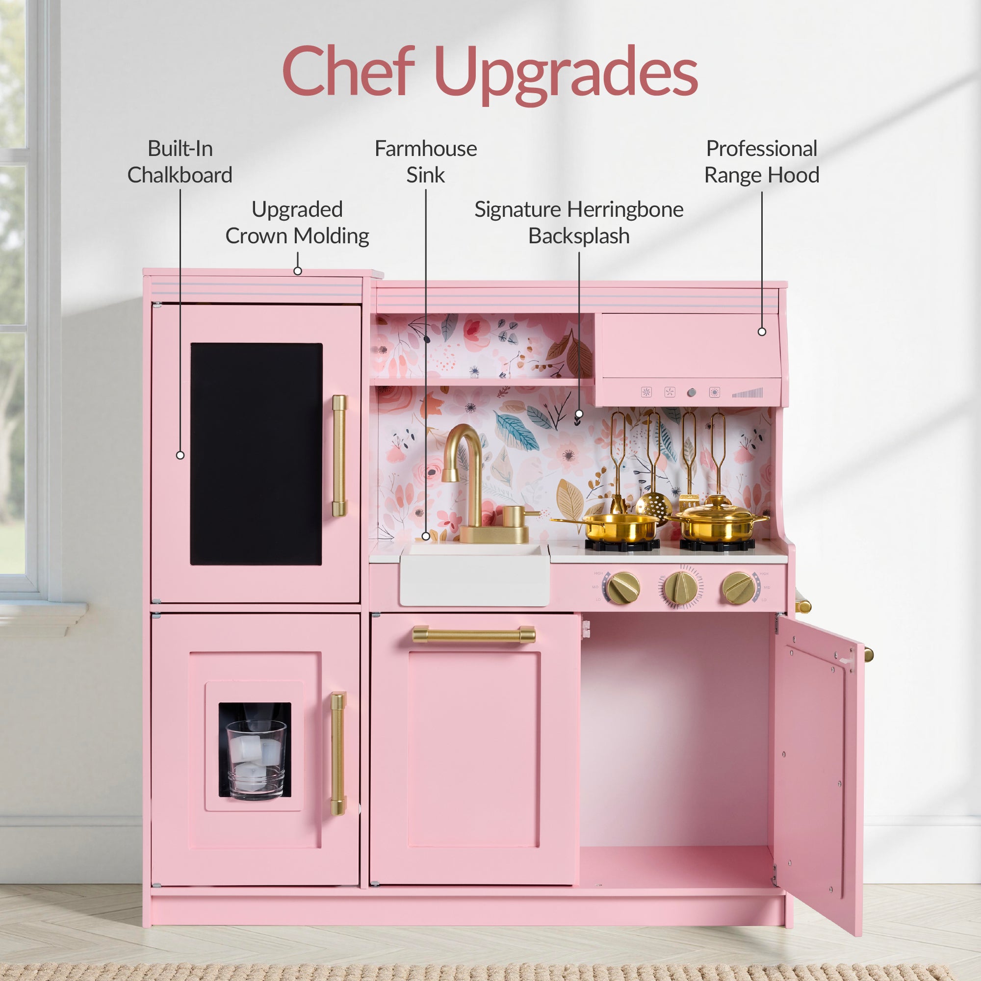 Pretend Play Kitchen with Framed Chalkboard for simple setup and everyday use
