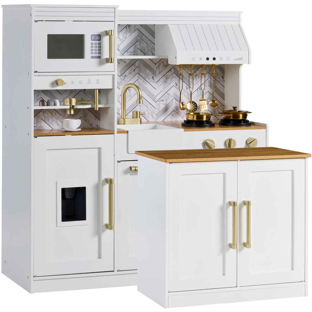 Pretend Kitchen Toy Set for Kids with Lights Sounds Island Espresso Machine for active play and family fun