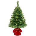 Pre-Lit Tabletop Christmas Tree with Red Velvet Cover and Gold Cord for indoor and outdoor holiday displays