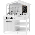 Pretend Play Wooden Farmhouse Kitchen Set with Storage 5 Accessories for convenient daily use