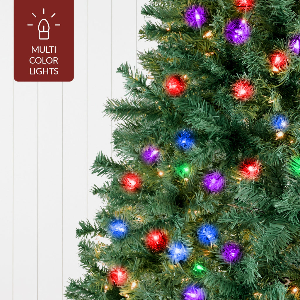 Premium Artificial Pre-Lit Pine Christmas Tree with 1,000 Tips 250 Lights with eye-catching holiday style