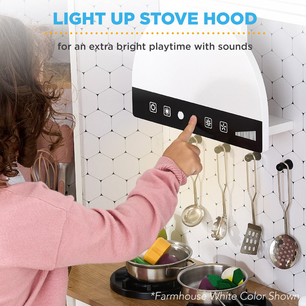Pretend Play Corner Kitchen Wooden Toy Set for Kids with Lights Sounds designed for kids' playtime and gifts