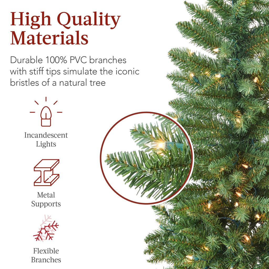 Prelit Spruce Pencil Christmas Tree with Incandescent Lights with eye-catching holiday style
