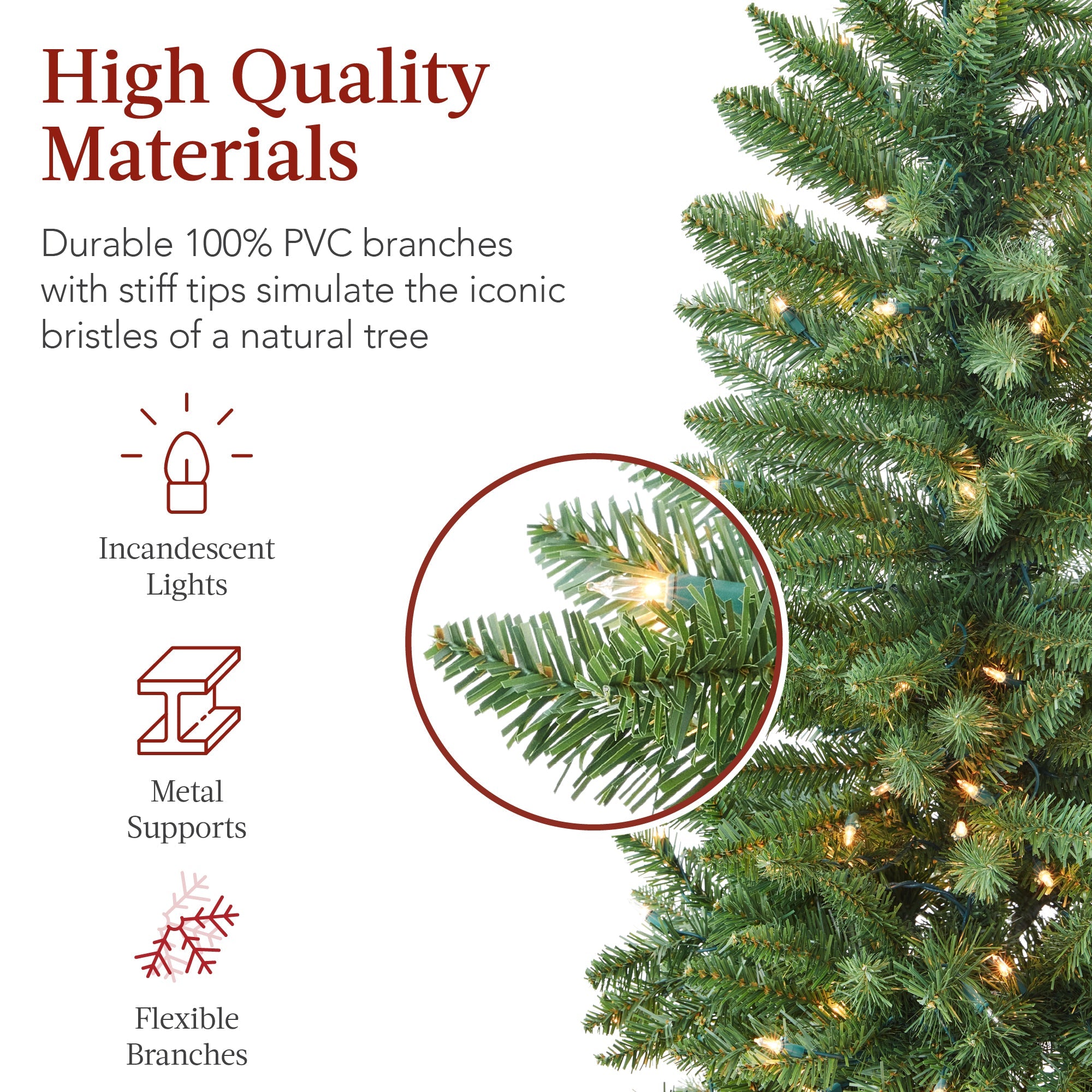 Prelit Spruce Pencil Christmas Tree with Incandescent Lights with eye-catching holiday style