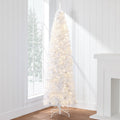 Pre-Lit White Pencil Christmas Tree with Metal Base Incandescent Lights for indoor and outdoor holiday displays