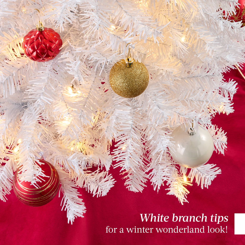 Pre-Lit White Pencil Christmas Tree with Metal Base Incandescent Lights for indoor and outdoor holiday displays