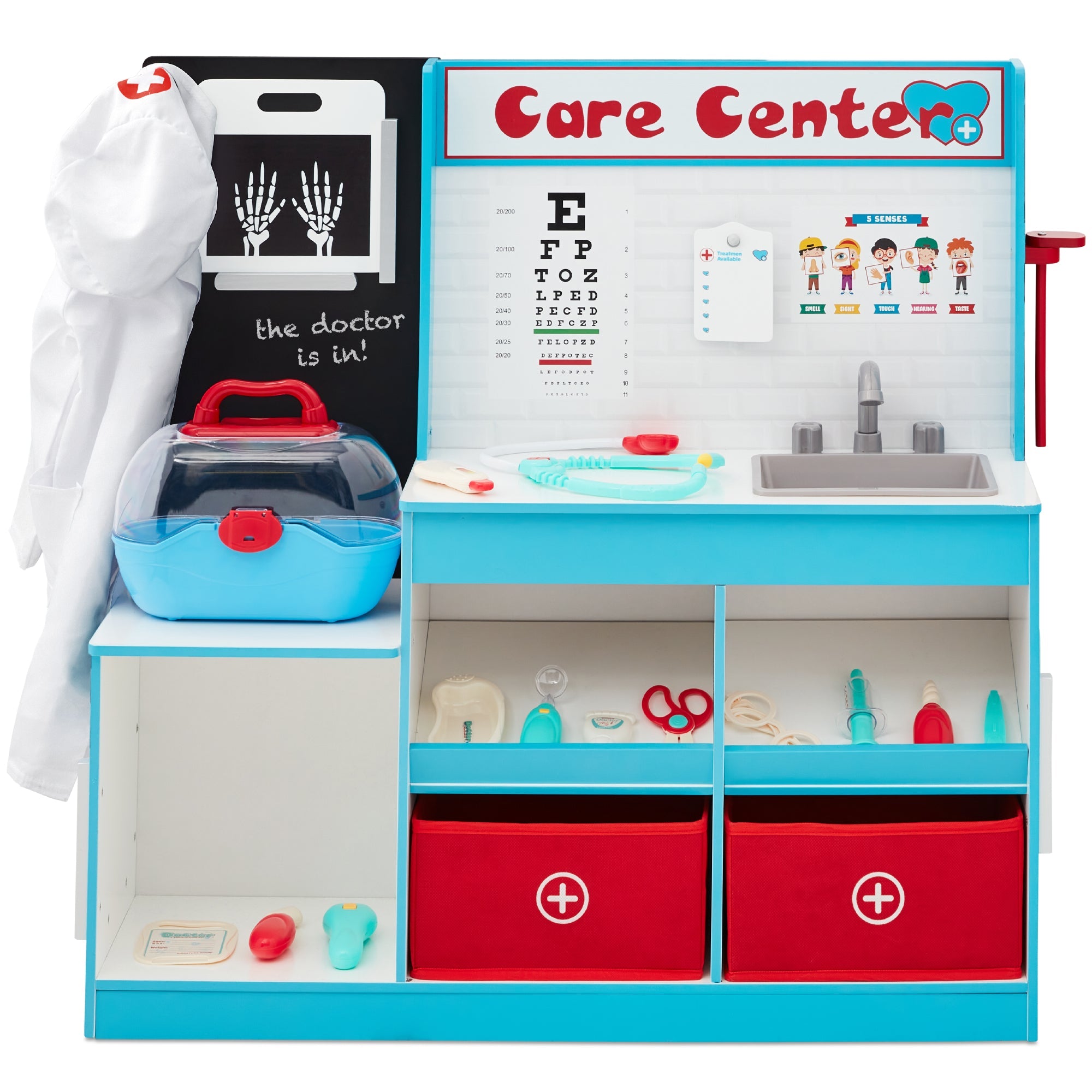 Pretend Play Doctor's Office Kids Wooden Toy Set with Accessories Included for active play and family fun