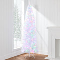 Pre-Lit White Pencil Christmas Tree with Metal Base 2-in-1 Multicolor Lights with eye-catching holiday style