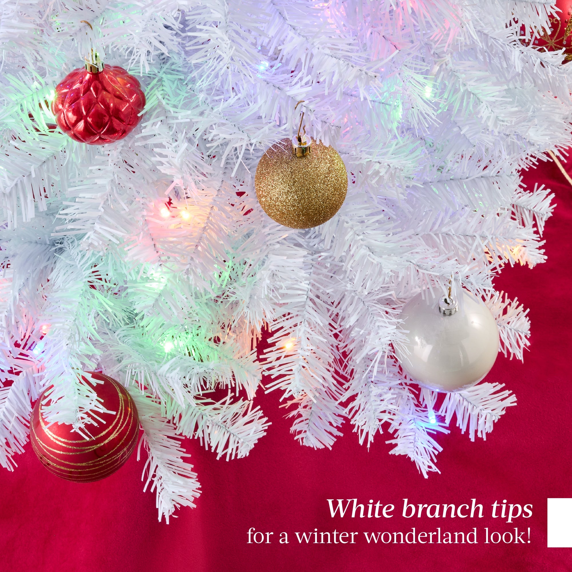 Pre-Lit White Pencil Christmas Tree with Metal Base 2-in-1 Multicolor Lights with eye-catching holiday style