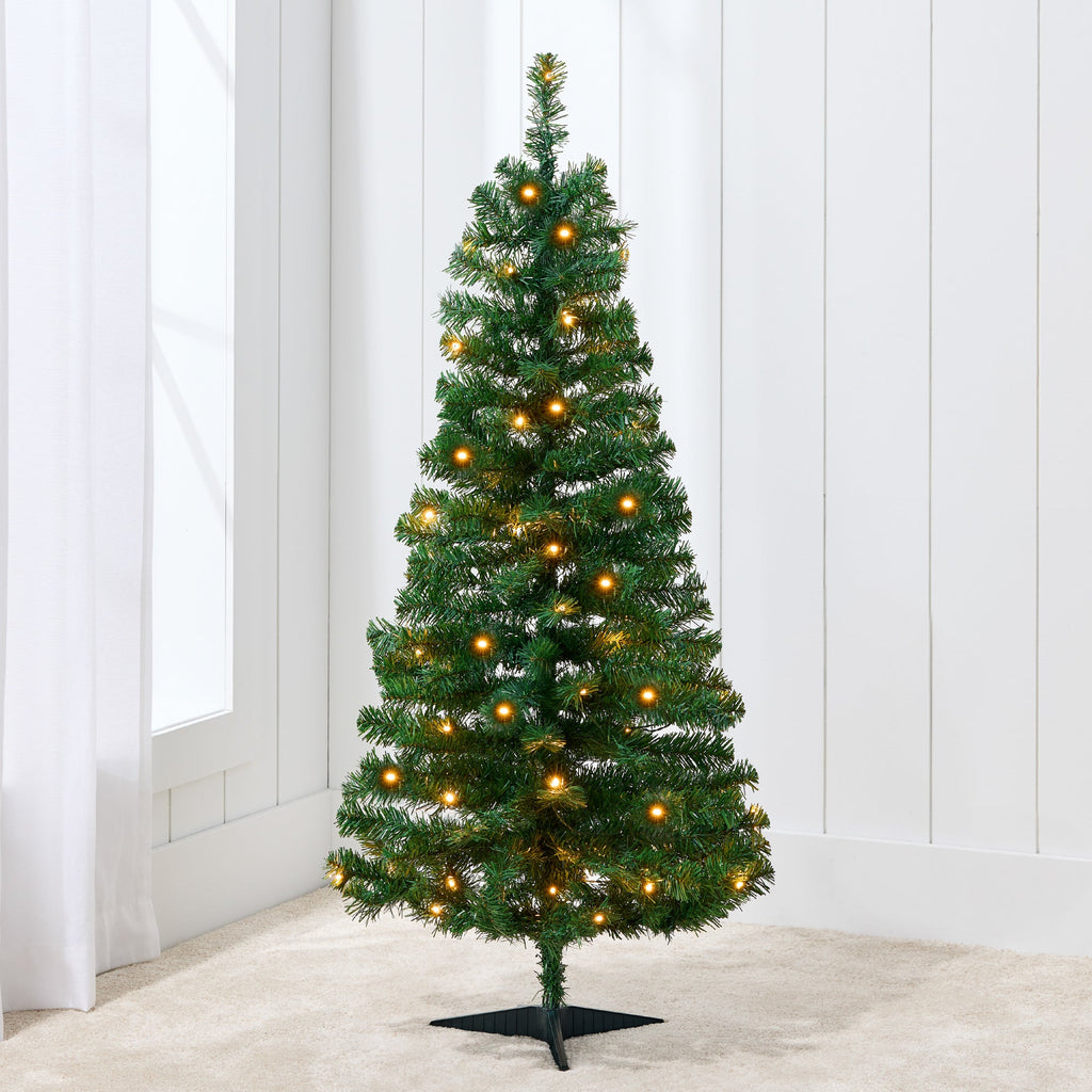 Prelit Colorful Mini Spruce Christmas Tree with LED Lights - 4ft for indoor and outdoor holiday displays