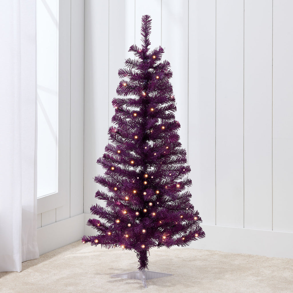 Prelit Colorful Mini Spruce Christmas Tree with LED Lights - 4ft for indoor and outdoor holiday displays