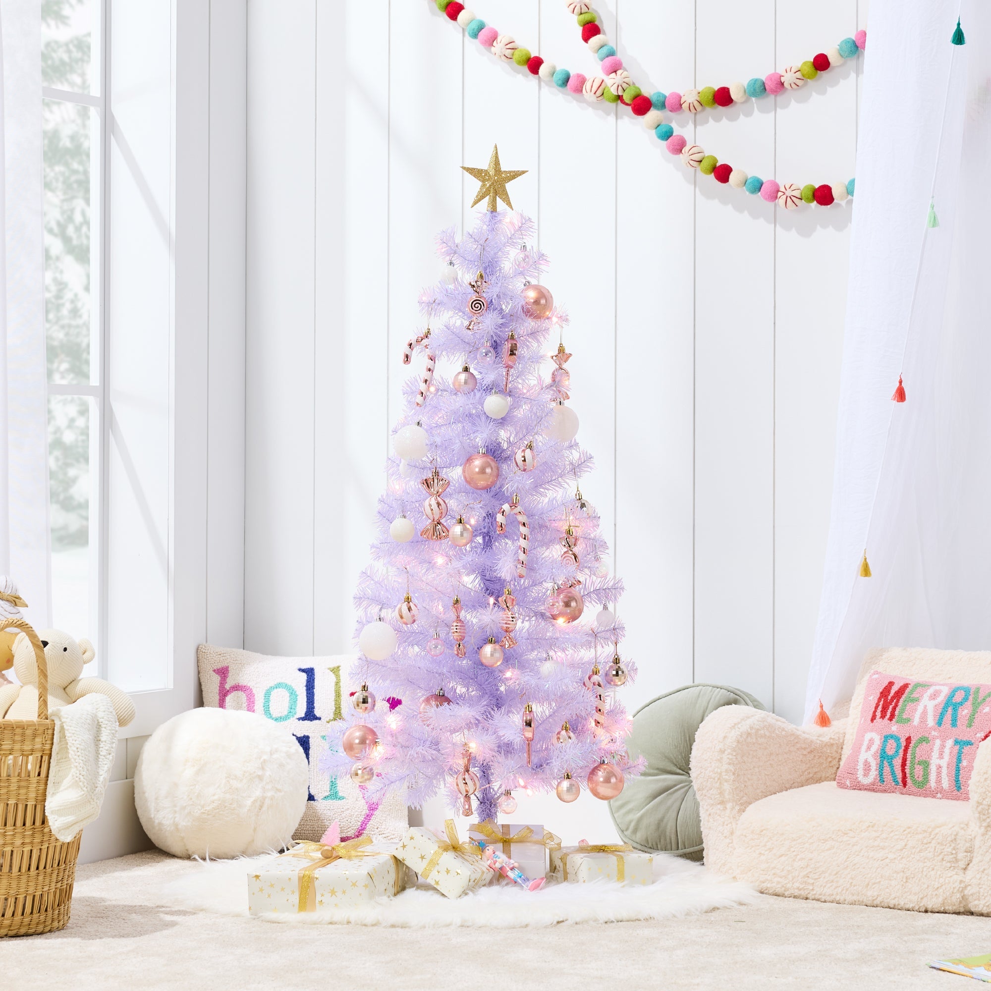Prelit Colorful Mini Spruce Christmas Tree with LED Lights - 4ft for indoor and outdoor holiday displays