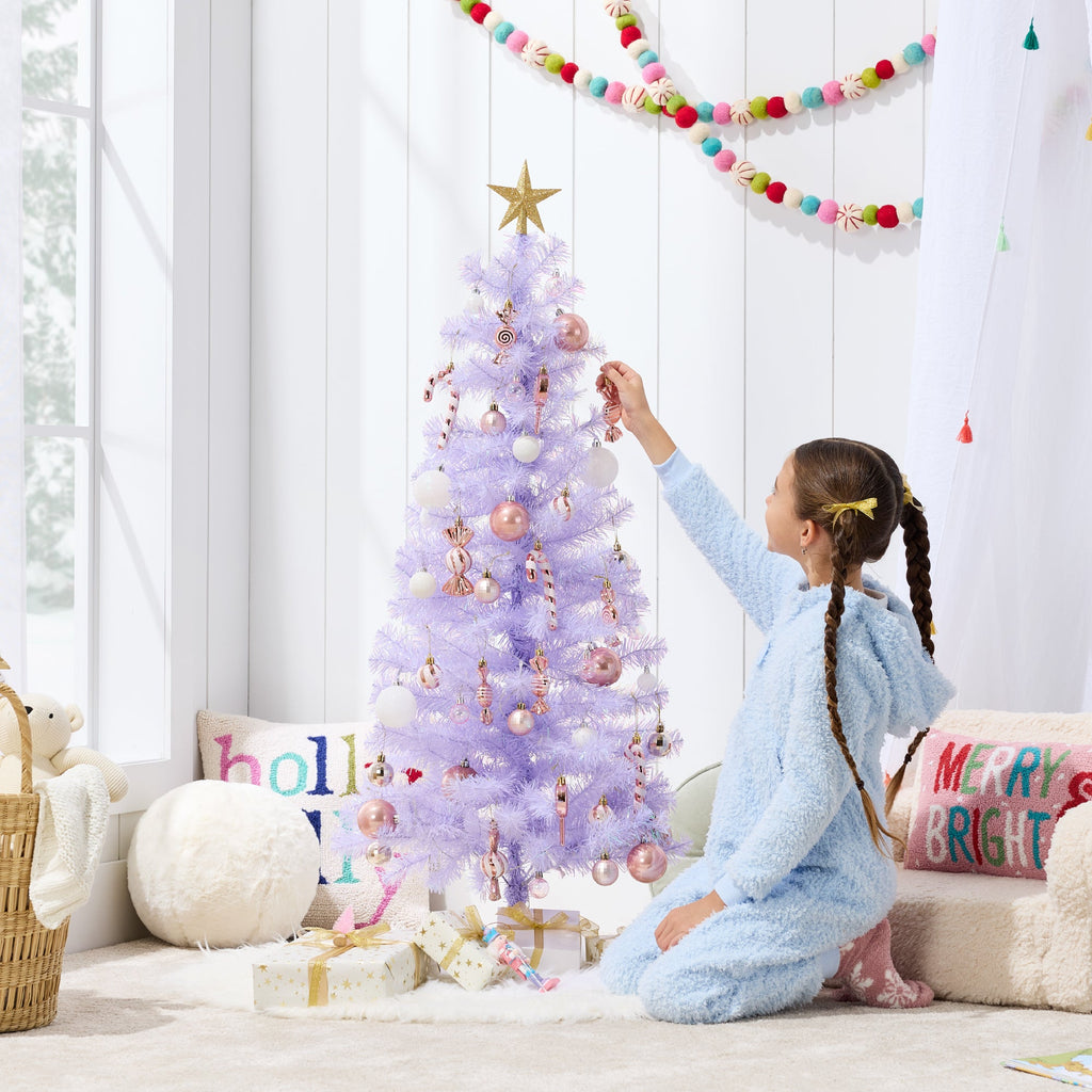 Prelit Colorful Mini Spruce Christmas Tree with LED Lights - 4ft for indoor and outdoor holiday displays