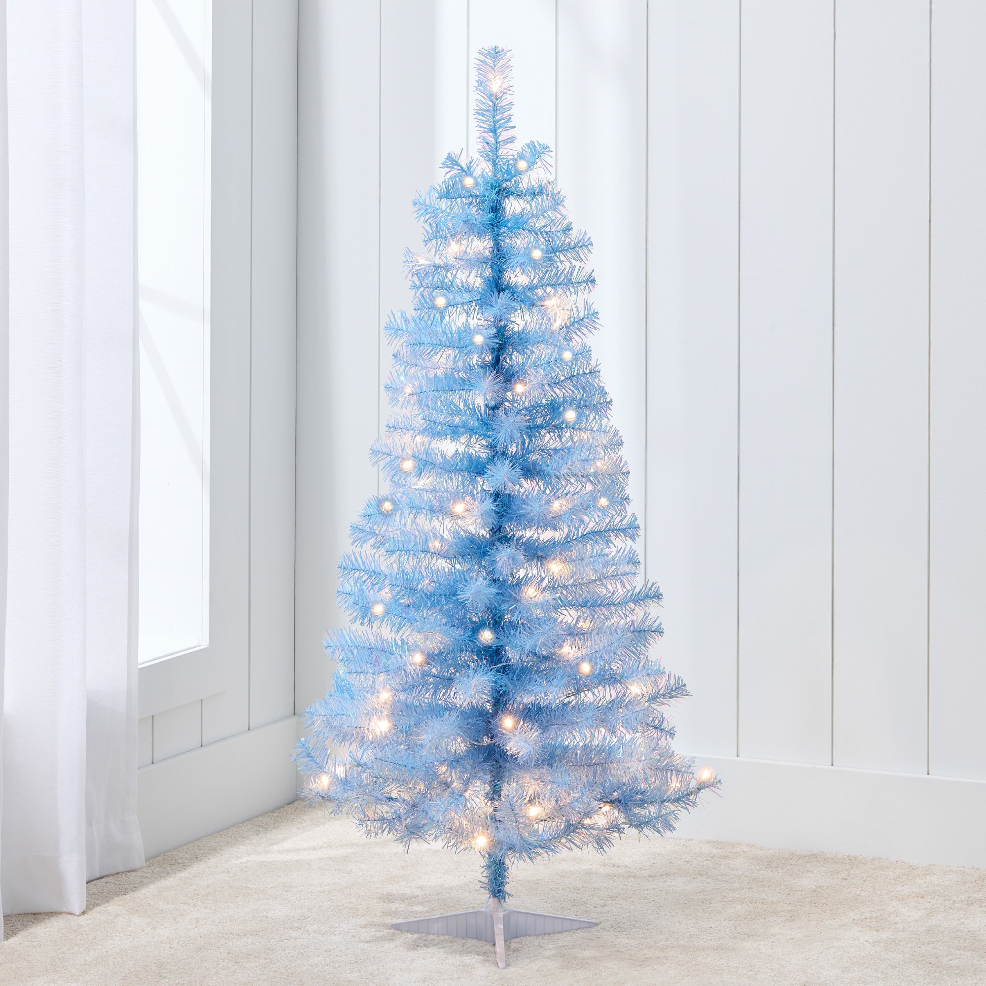 Prelit Colorful Mini Spruce Christmas Tree with LED Lights - 4ft for indoor and outdoor holiday displays