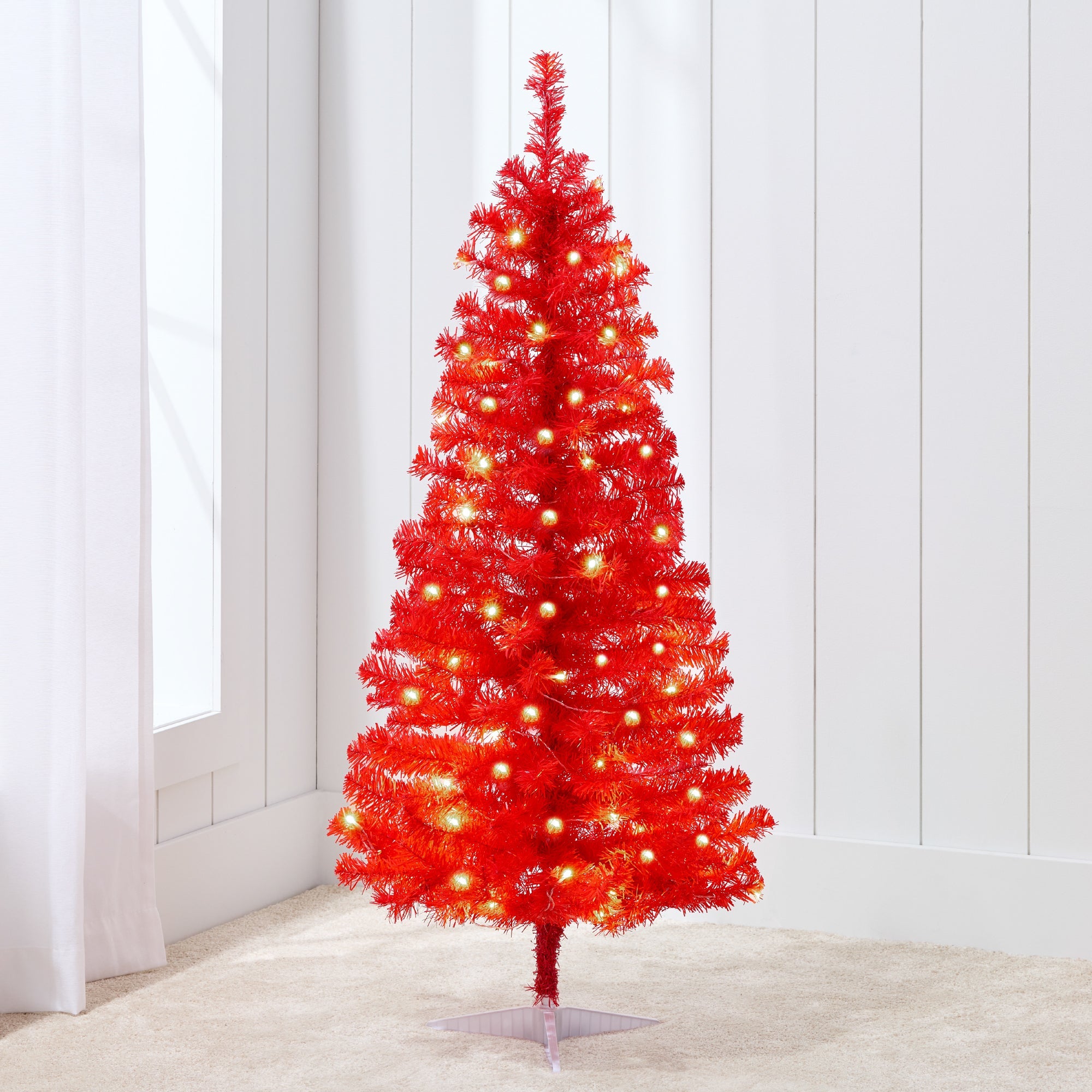 Prelit Colorful Mini Spruce Christmas Tree with LED Lights - 4ft for indoor and outdoor holiday displays