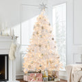 Prelit White Artificial Tinsel Christmas Tree with Foldable Stand for indoor and outdoor holiday displays