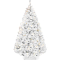 Pre-Lit White Snow Flocked Artificial Pine Christmas Tree with 2-in-1 Lights for festive seasonal decorating