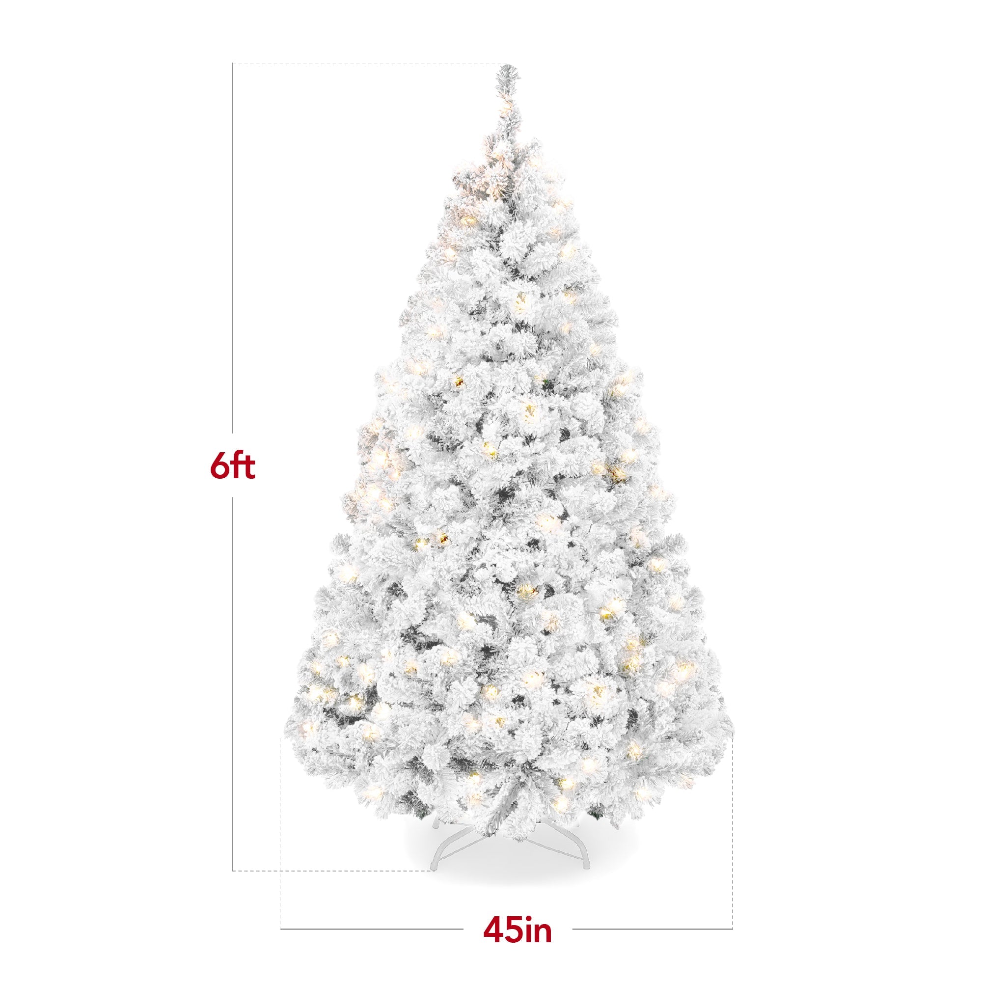 Pre-Lit White Snow Flocked Artificial Pine Christmas Tree with 2-in-1 Lights for festive seasonal decorating