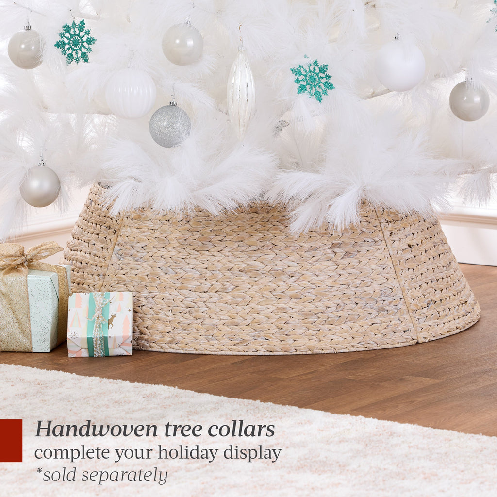 Premium Artificial White Pampas Christmas Tree with Foldable Metal Base for indoor and outdoor holiday displays