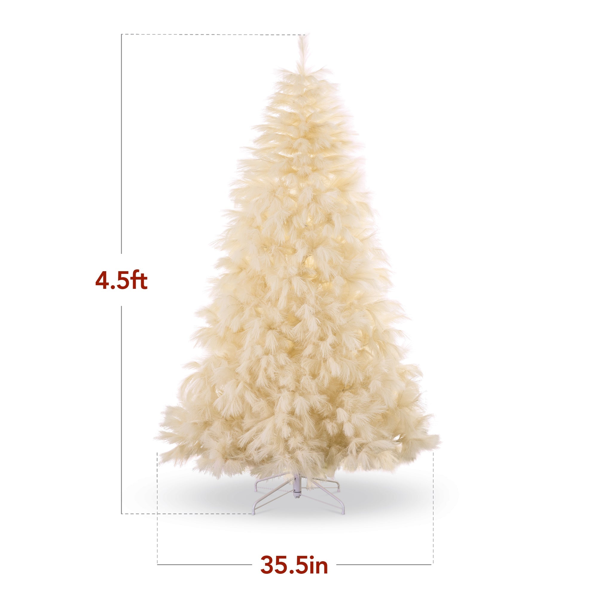 Premium Artificial Ivory Pampas Christmas Tree with Foldable Metal Base with eye-catching holiday style
