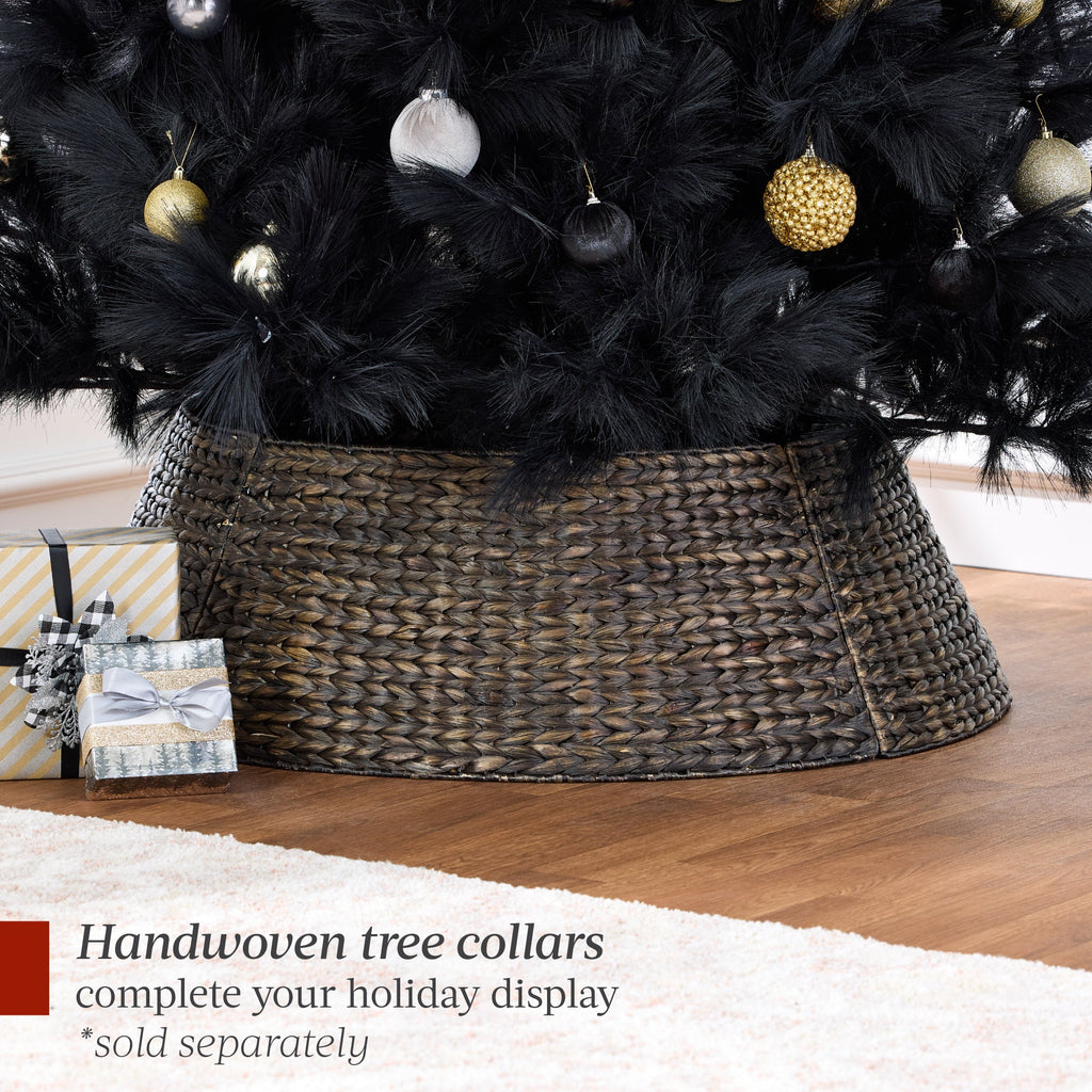 Premium Artificial Black Pampas Christmas Tree with Foldable Metal Base for festive seasonal decorating