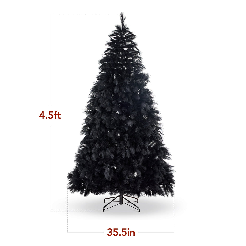 Premium Artificial Black Pampas Christmas Tree with Foldable Metal Base for festive seasonal decorating