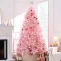 Premium Artificial Pink Pampas Christmas Tree with Foldable Metal Base for festive seasonal decorating