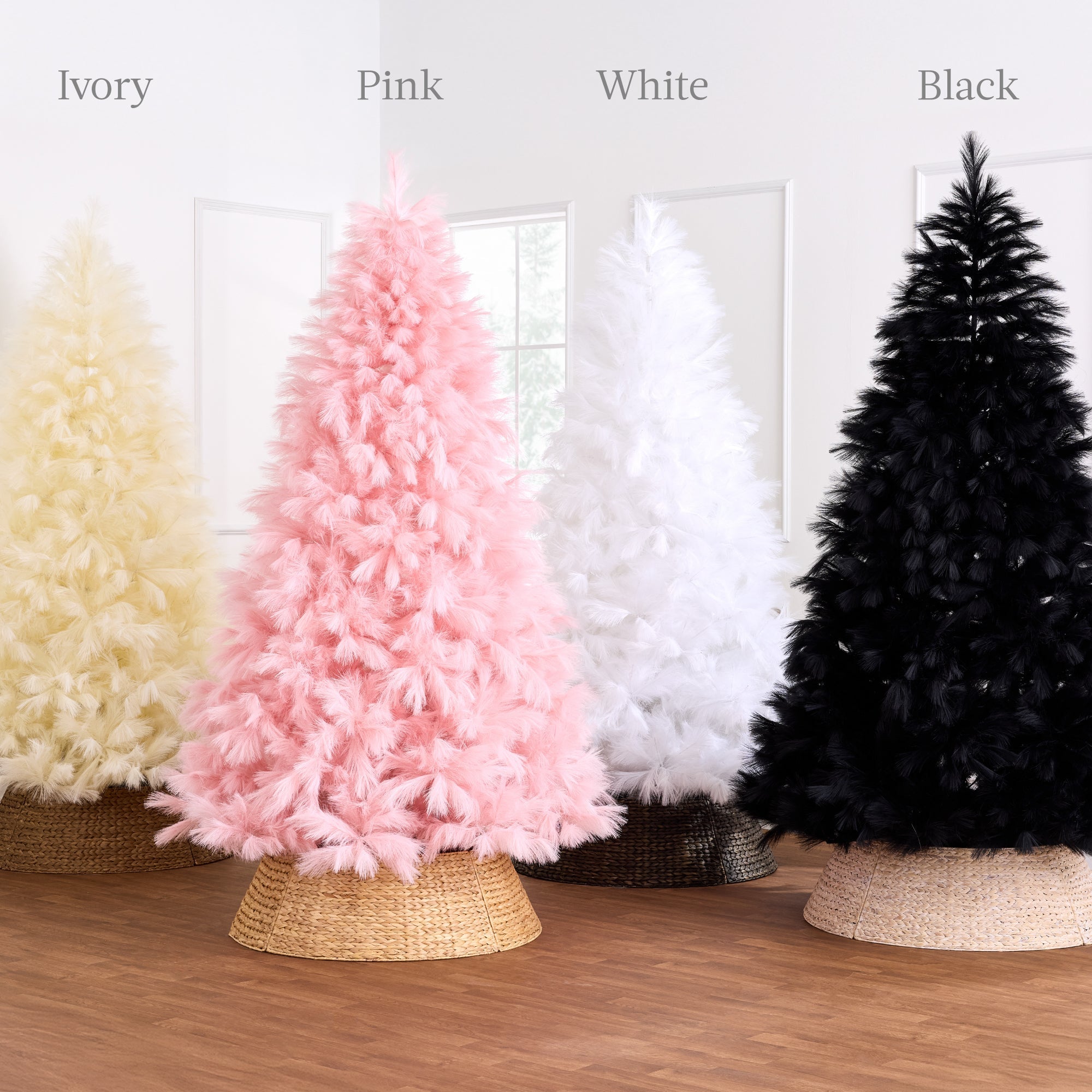 Premium Artificial Pink Pampas Christmas Tree with Foldable Metal Base for festive seasonal decorating