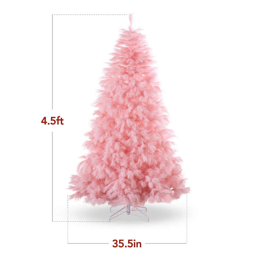 Premium Artificial Pink Pampas Christmas Tree with Foldable Metal Base for festive seasonal decorating