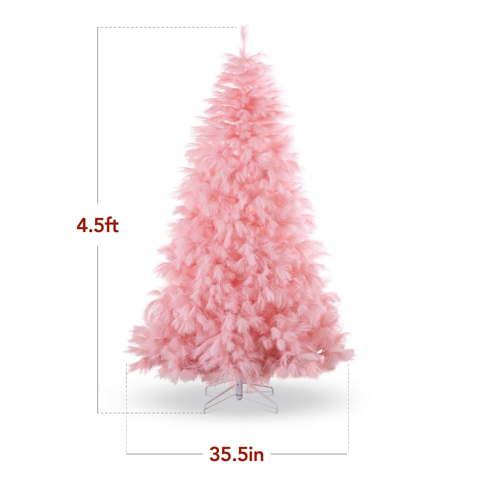 Premium Artificial Pink Pampas Christmas Tree with Foldable Metal Base for festive seasonal decorating