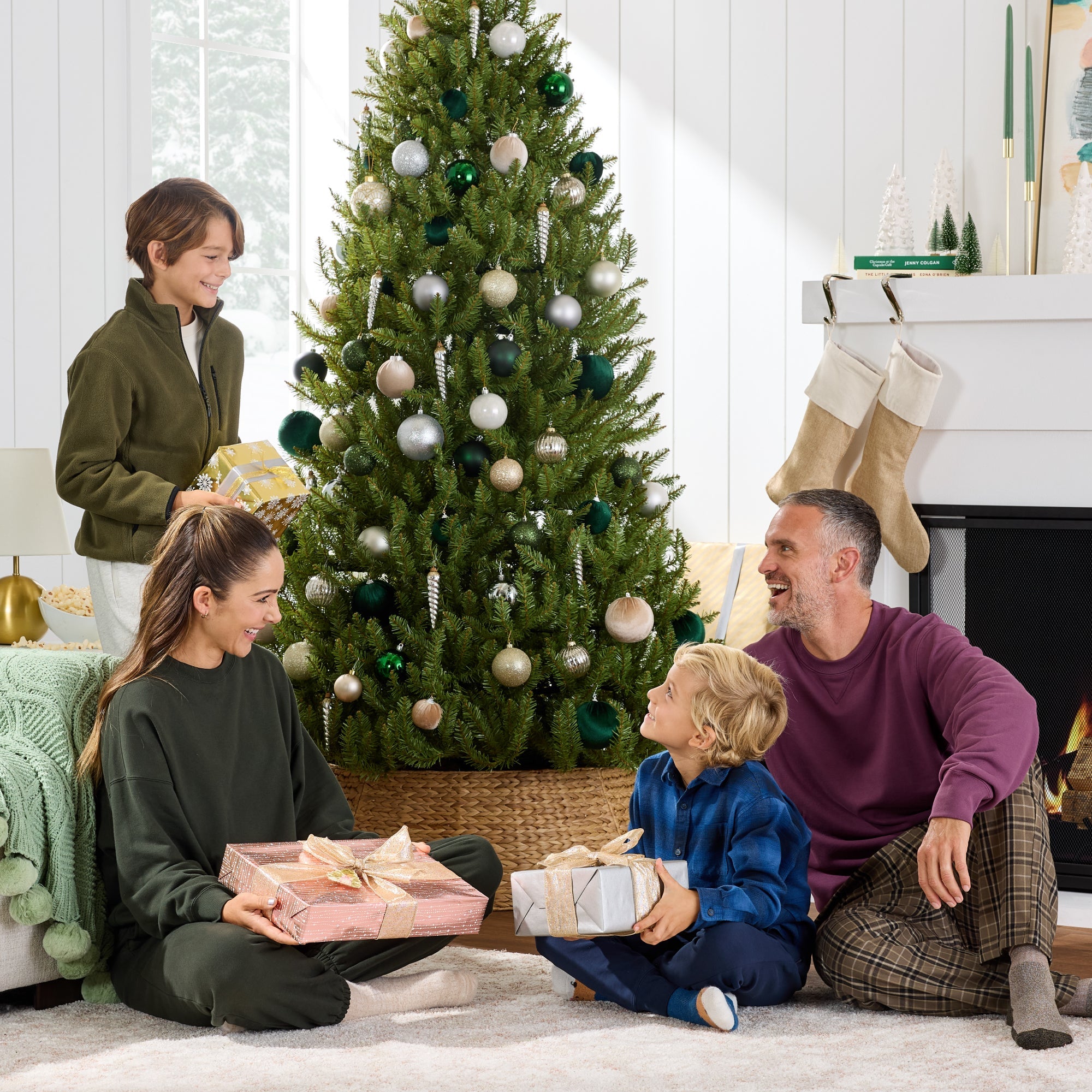 Premium Artificial Nordic Fir Hinged Christmas Tree with Foldable Metal Base for indoor and outdoor holiday displays