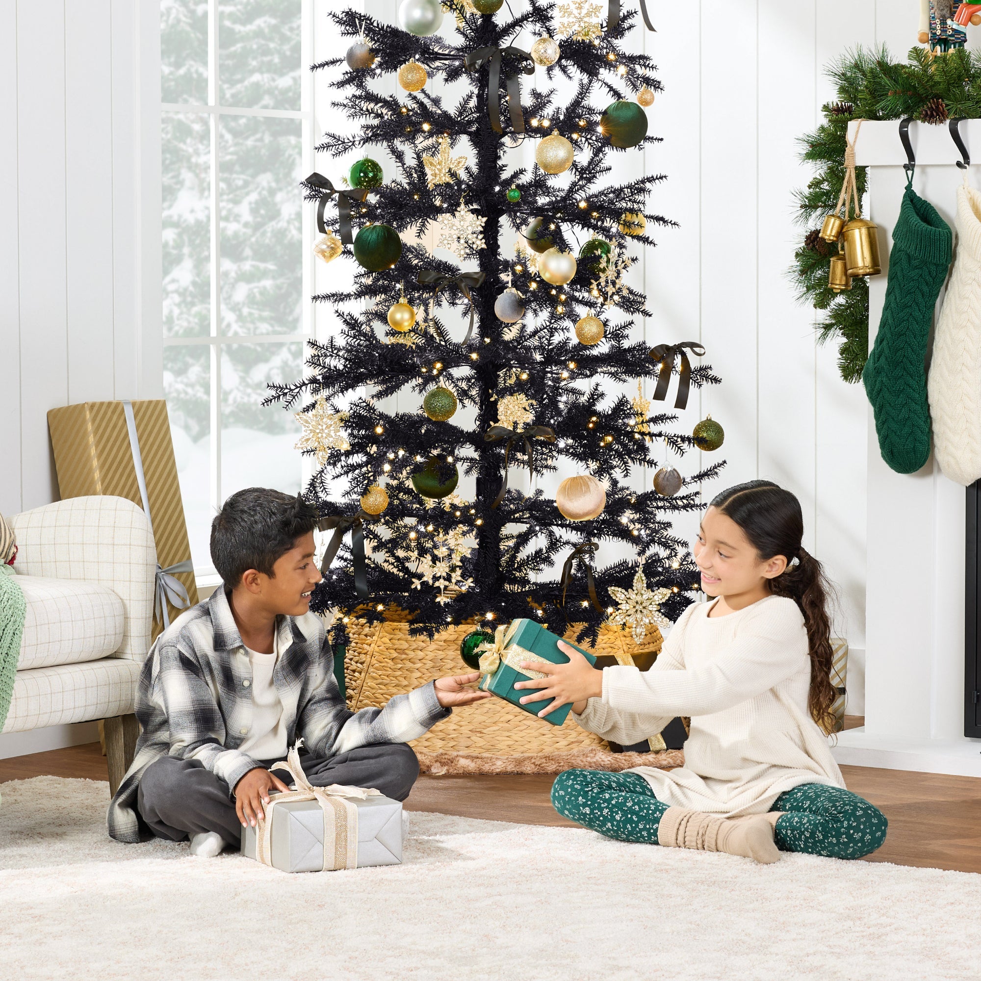 Pre-Lit Sparse Christmas Tree with 2-in-1 LED Lights Cordless Connection for indoor and outdoor holiday displays