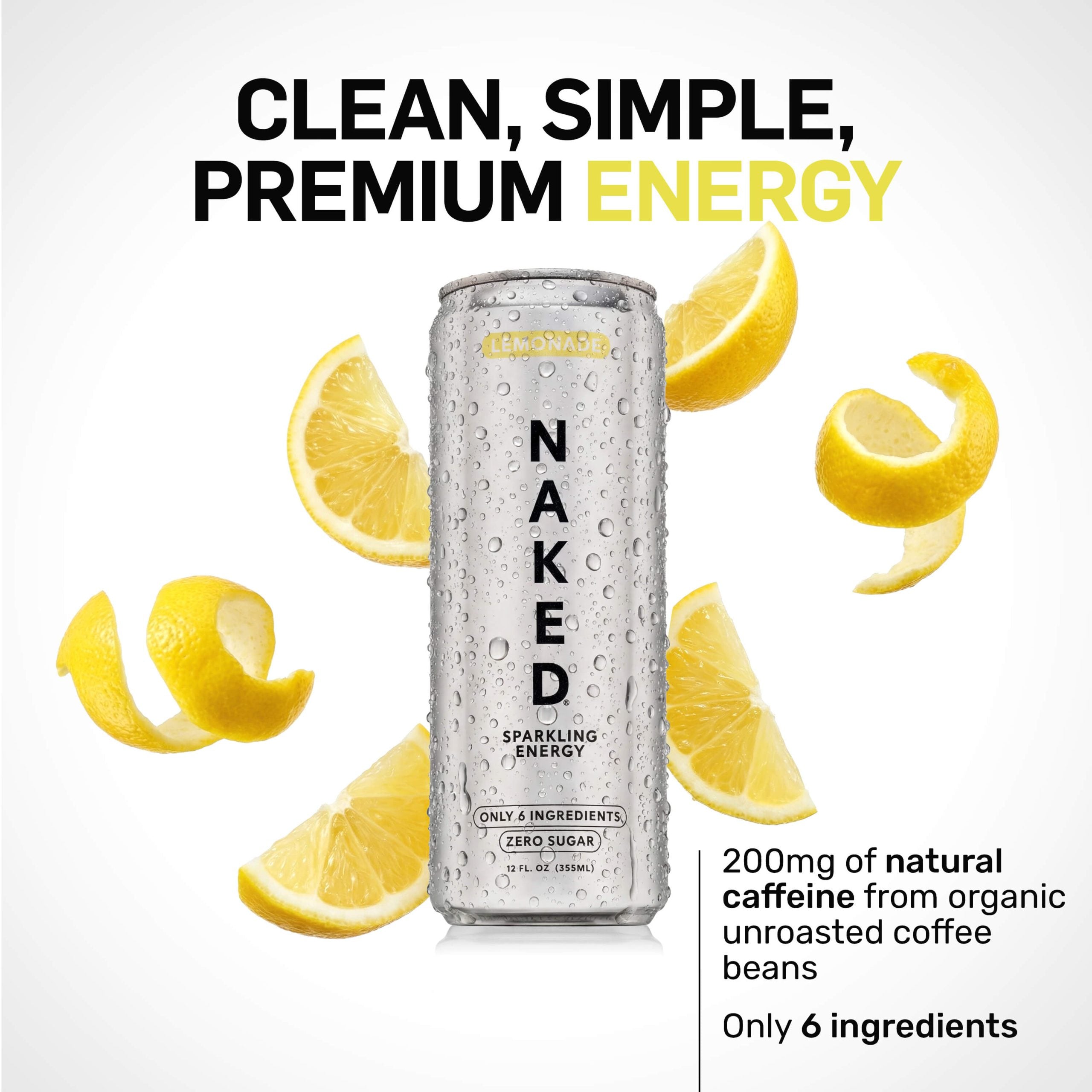 Lemonade Naked Sparkling Energy - Lemonade - Daily Active Lifestyle Essential
